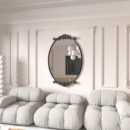 Miroir mural ovale vintage baroque orné