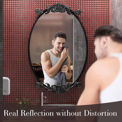 Miroir mural ovale vintage baroque orné