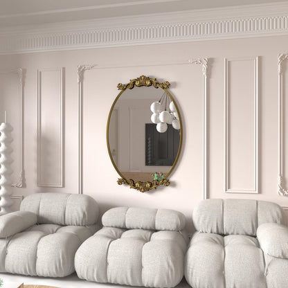 Miroir mural ovale vintage baroque orné