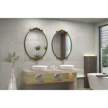 Miroir mural ovale vintage baroque orné