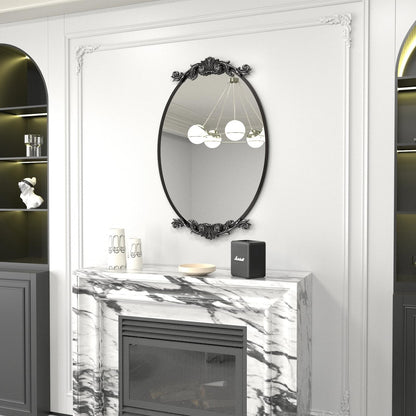 Miroir mural ovale vintage baroque orné