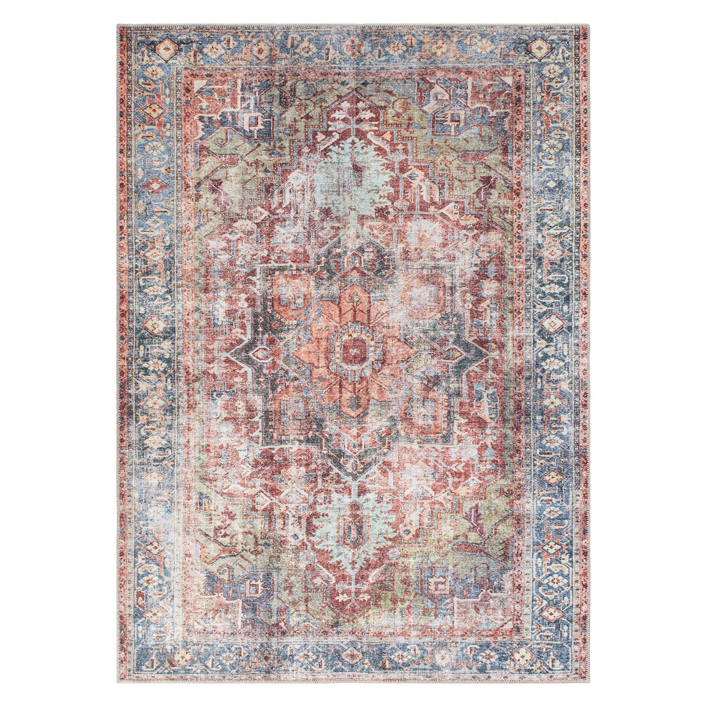 Tapis traditionnel vieilli lavable en machine