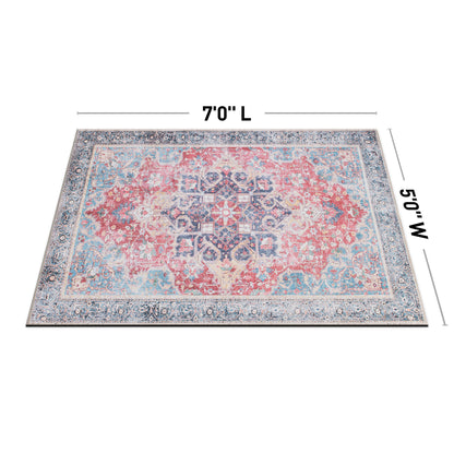 Tapis multi-usages traditionnel vintage vieilli, lavable en machine