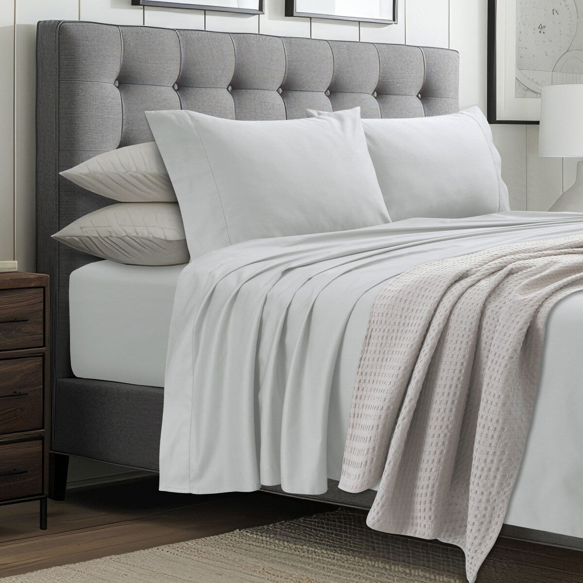 Parure de lit Tribeca Living en coton égyptien 1000 fils avec poche extra profonde