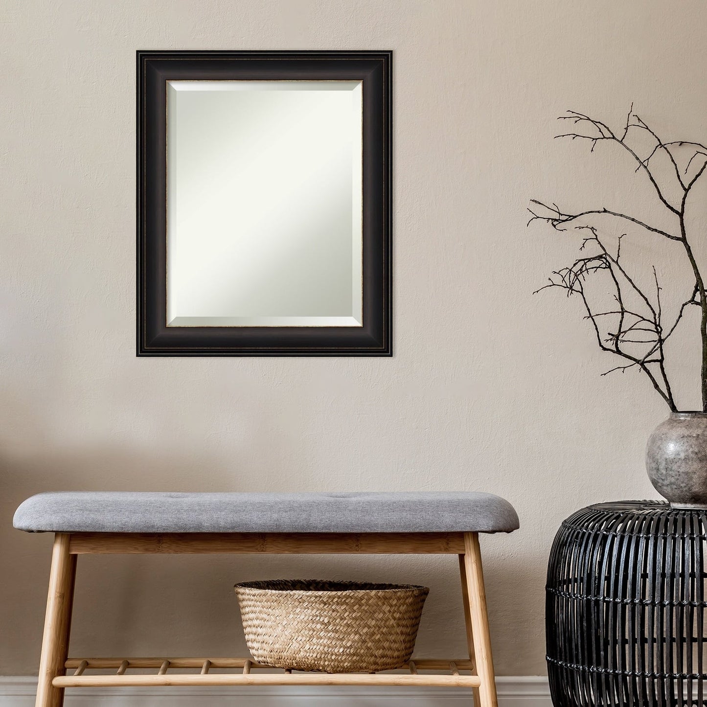 Miroir mural biseauté pour salle de bain - Cadre Trio en bronze huilé - Bronze huilé