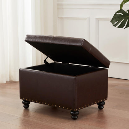 Banc ottoman de rangement capitonné, repose-pieds rectangulaire