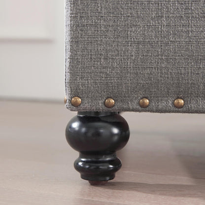 Banc ottoman de rangement capitonné, repose-pieds rectangulaire