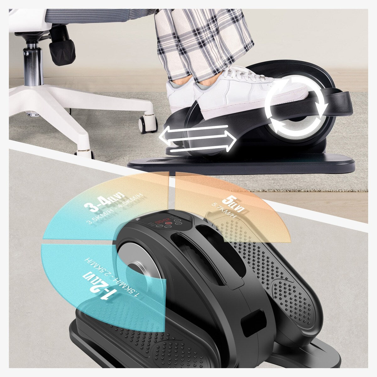 Appareil elliptique de bureau, vélo elliptique avec télécommande, pédalier assis pour seniors, adultes et adolescents