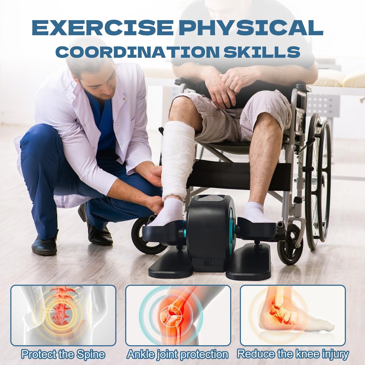 Appareil elliptique de bureau, vélo elliptique avec télécommande, pédalier assis pour seniors, adultes et adolescents