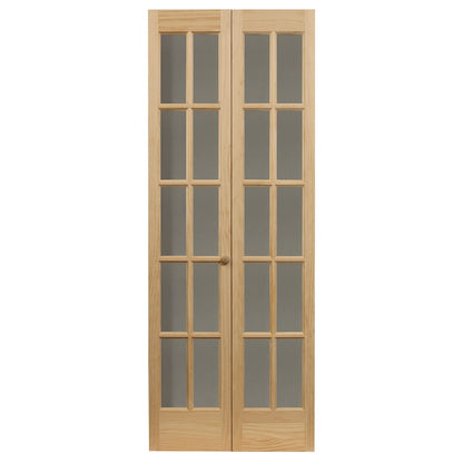 Porte pliante traditionnelle en pin brut AWC de 30 pouces avec verre divisé
