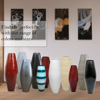 Vase cylindrique haut en bambou Uniquewise, élément décoratif pour les halls d'hôtel et les spas, idéal pour le salon ou le couloir.