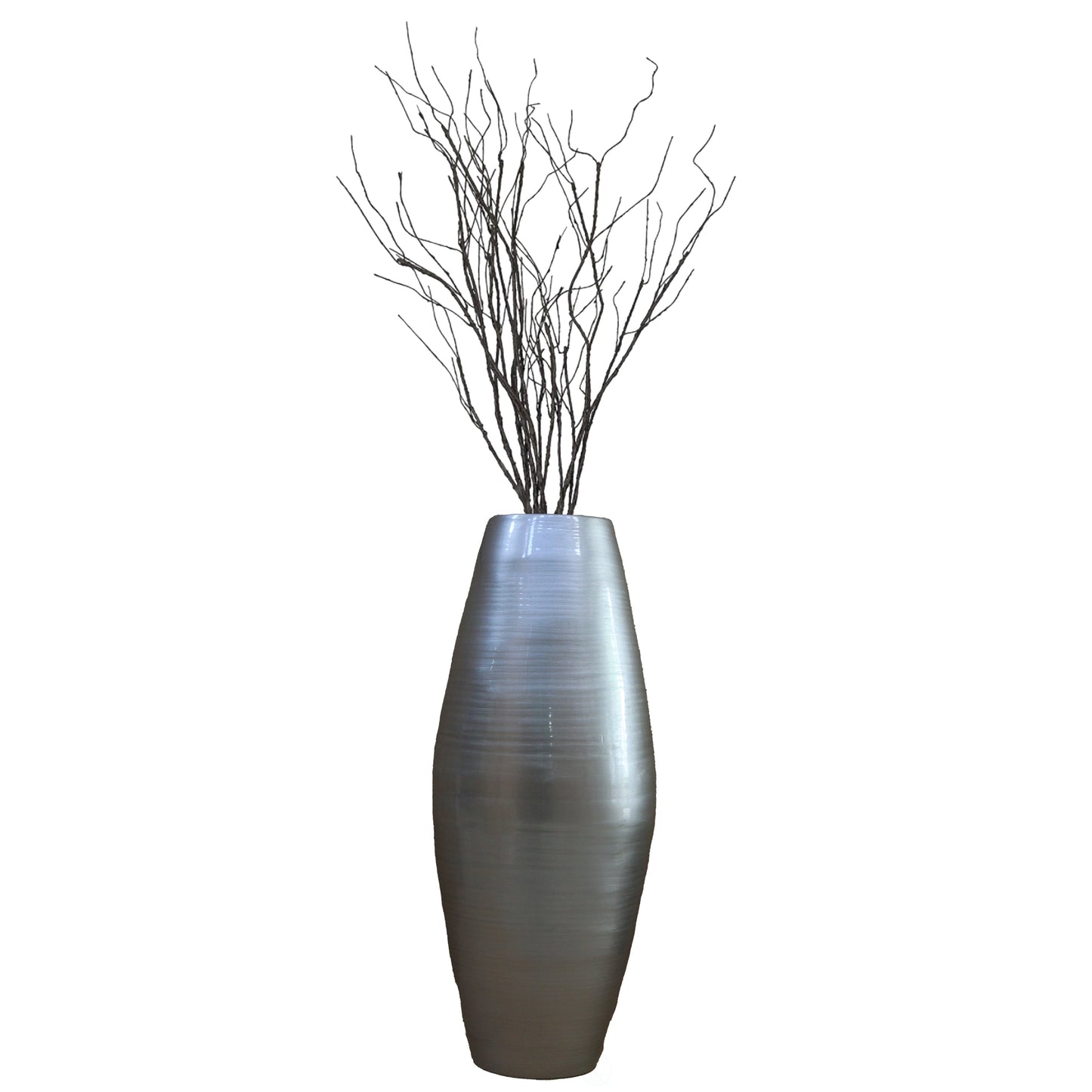 Vase cylindrique haut en bambou Uniquewise, élément décoratif pour les halls d'hôtel et les spas, idéal pour le salon ou le couloir.