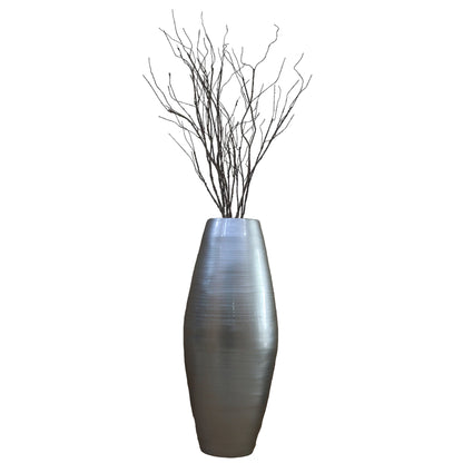 Vase cylindrique haut en bambou Uniquewise, élément décoratif pour les halls d'hôtel et les spas, idéal pour le salon ou le couloir.