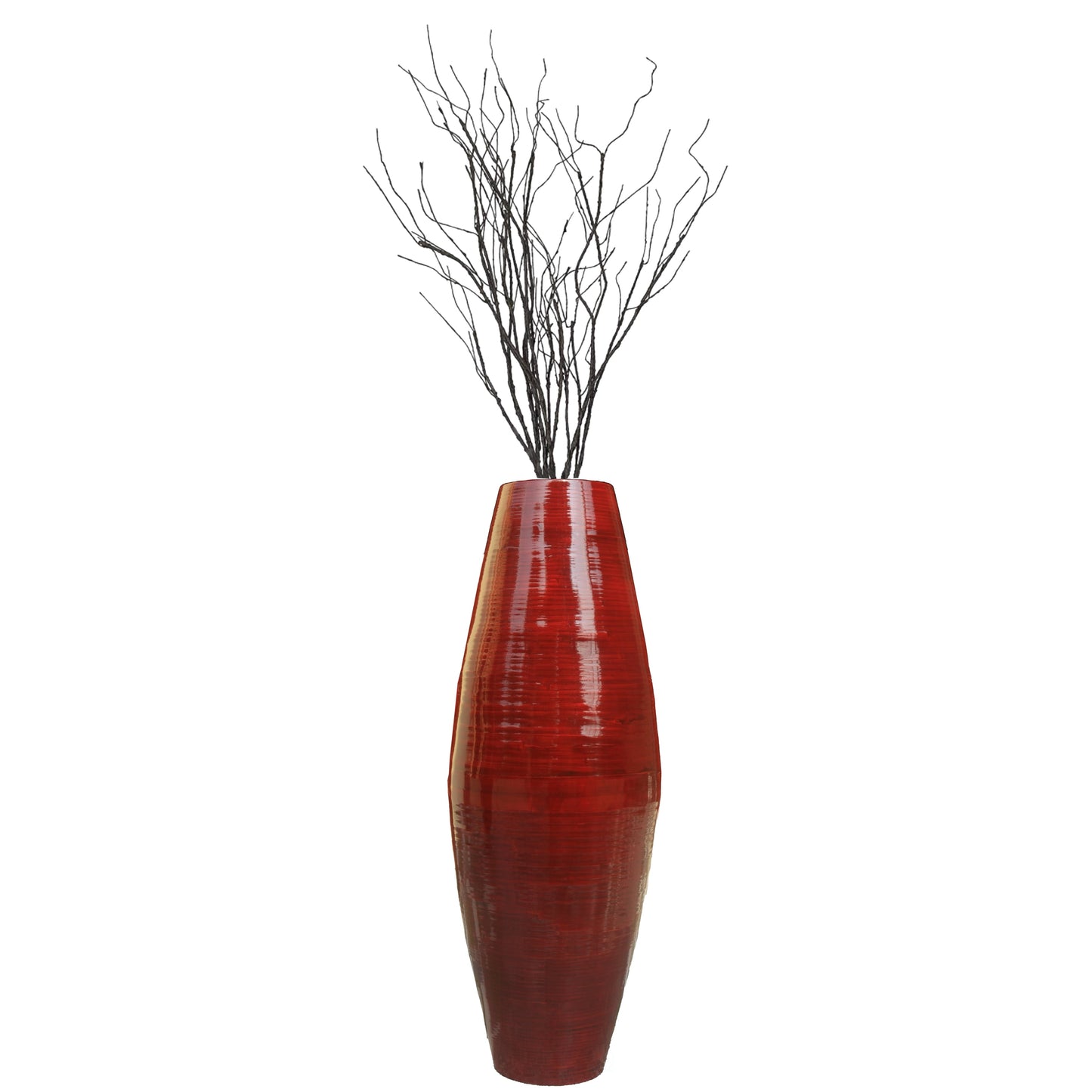 Vase cylindrique haut en bambou Uniquewise, élément décoratif pour les halls d'hôtel et les spas, idéal pour le salon ou le couloir.