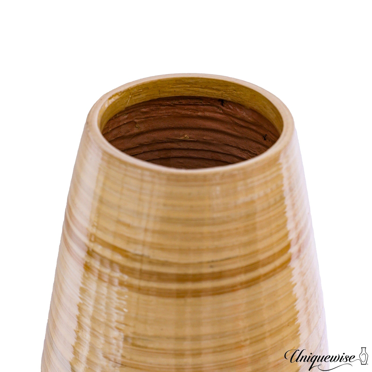 Vase cylindrique haut en bambou Uniquewise, élément décoratif pour les halls d'hôtel et les spas, idéal pour le salon ou le couloir.
