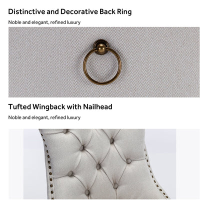 Chaise de salle à manger capitonnée en velours avec pieds en bois massif, lot de 6