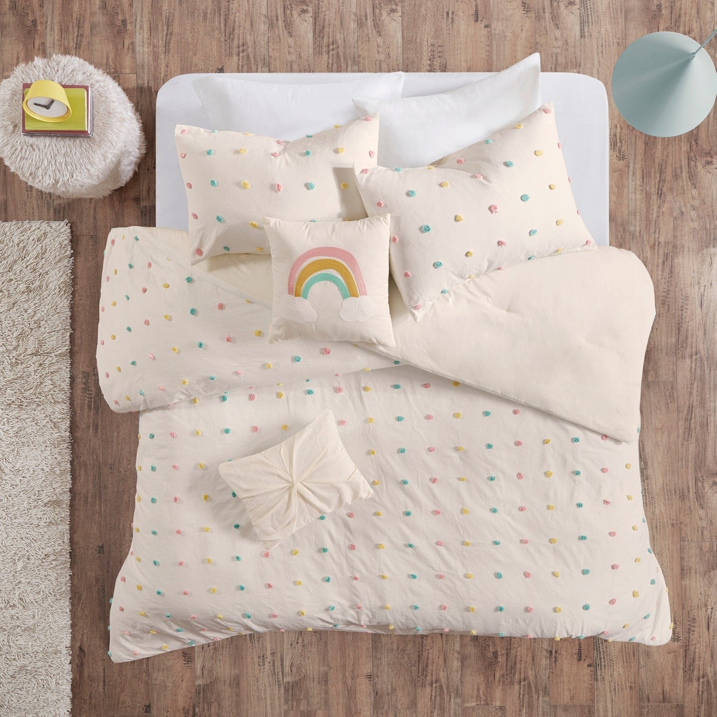 Ensemble de couette à pompons Ensley en coton jacquard par Intelligent Design Kids