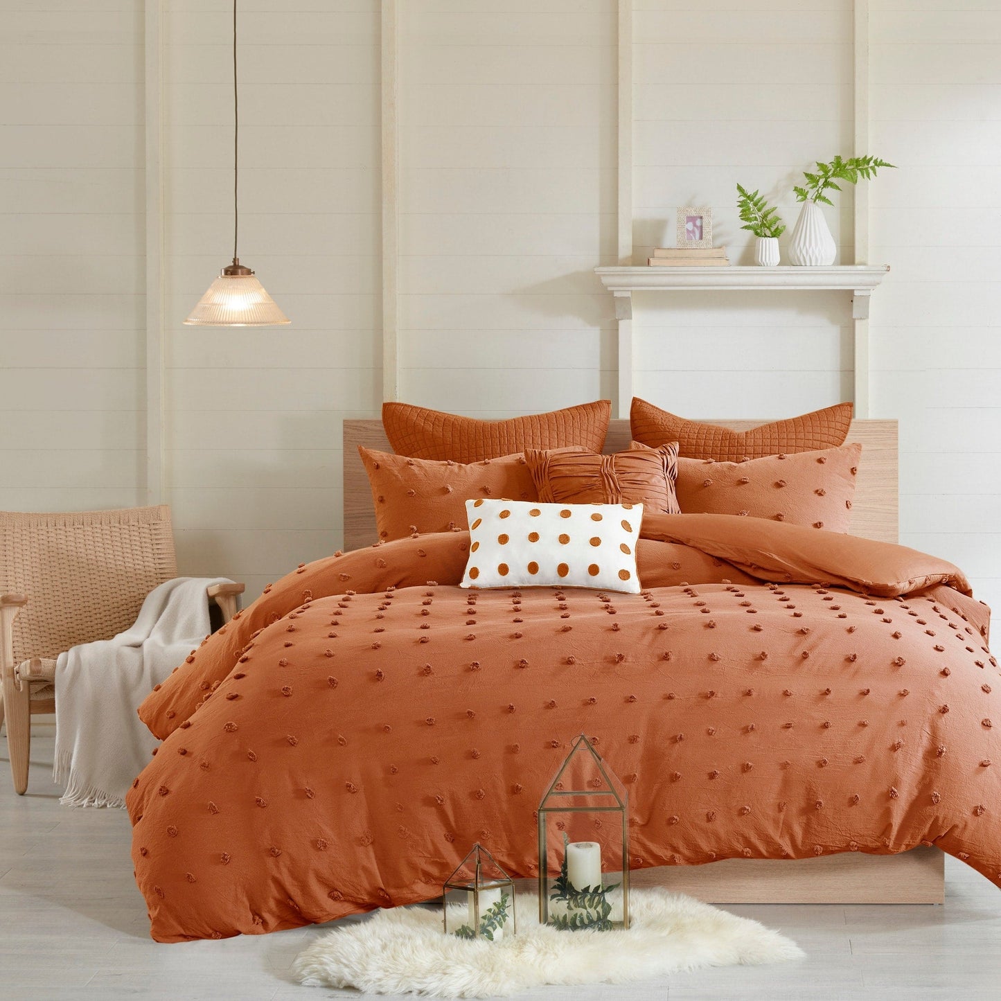 Parure de lit Intelligent Design en coton jacquard maïs avec taies d'oreiller carrées et coussins décoratifs