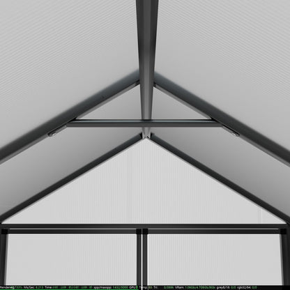 Serre de jardin en aluminium VEIKOUS avec ventilation de toit réglable et porte verrouillable, gris