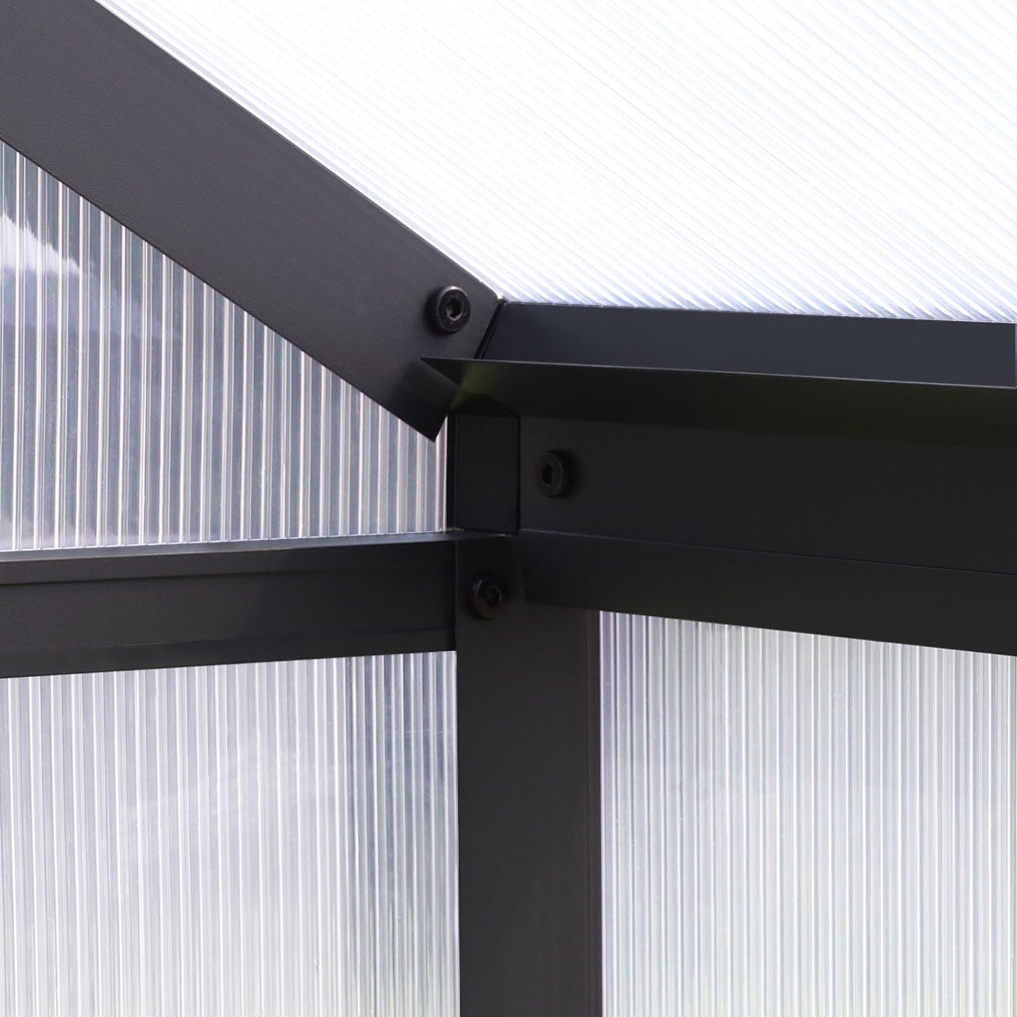 Serre de jardin en aluminium VEIKOUS avec ventilation de toit réglable et porte verrouillable, gris