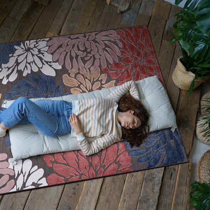 VILLADECOR Tapis d'intérieur/extérieur à motif floral, poils courts ou longs, pour terrasse