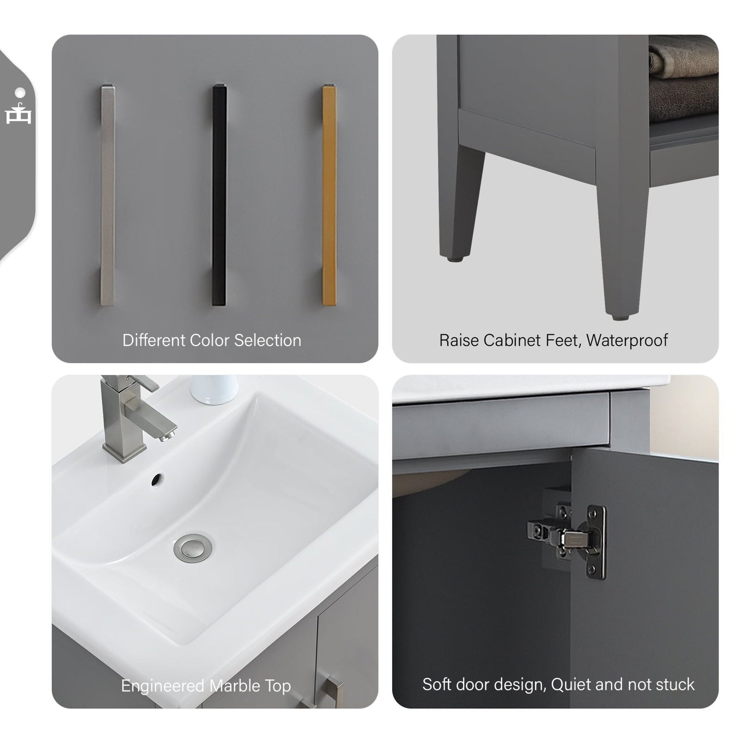 Meuble-lavabo simple Vanity Art 20, 24 ou 30 avec dessus en céramique