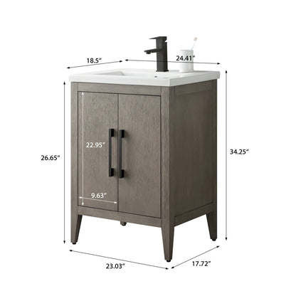 Meuble-lavabo simple Vanity Art 20, 24 ou 30 avec dessus en céramique