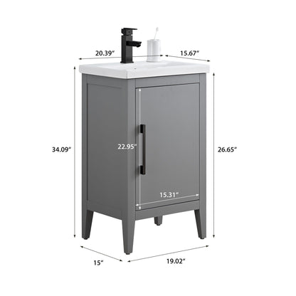Meuble-lavabo simple Vanity Art 20, 24 ou 30 avec dessus en céramique