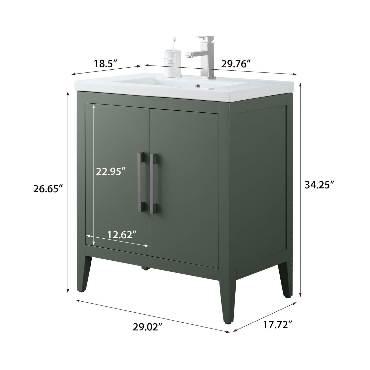 Meuble-lavabo simple Vanity Art 20, 24 ou 30 avec dessus en céramique