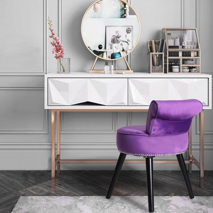 Tabouret de coiffeuse VEIKOUS avec dossier bas et pieds en bois - 17,3 x 15,7 x 25,1