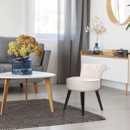 Tabouret de coiffeuse VEIKOUS avec dossier bas et pieds en bois - 17,3 x 15,7 x 25,1