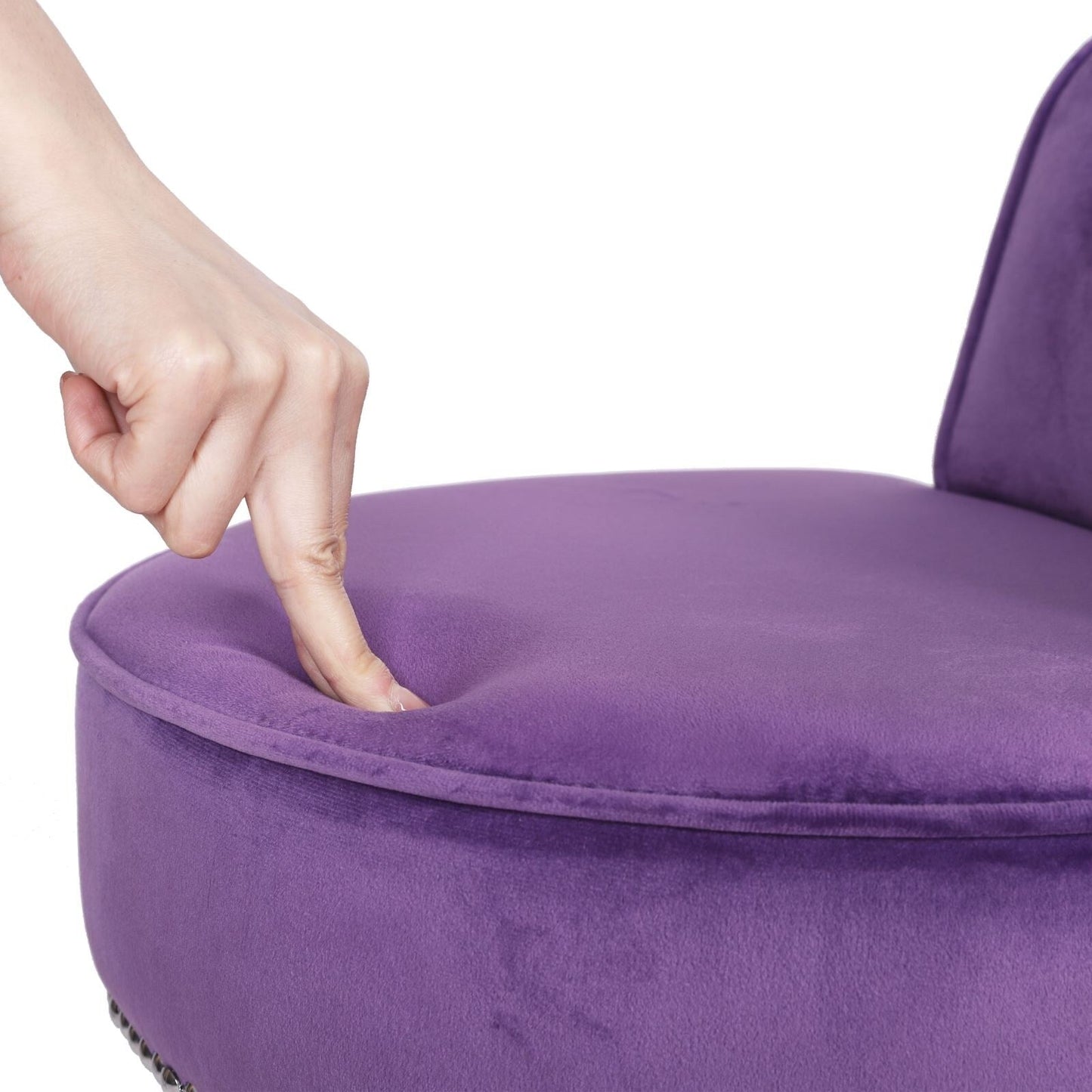 Tabouret de coiffeuse VEIKOUS avec dossier bas et pieds en bois - 17,3 x 15,7 x 25,1