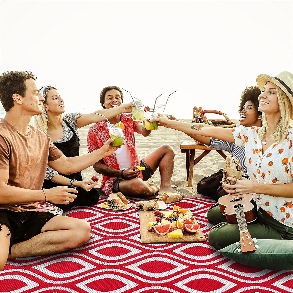 Tapis de sol/tapis d'extérieur léger et réversible Venice en plastique recyclé