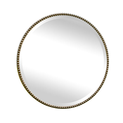 Miroir de salle de bain rond vintage avec cadre perlé