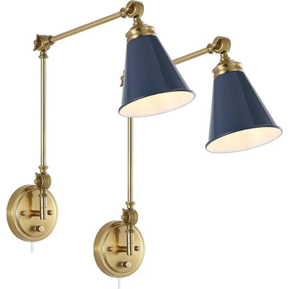 Applique murale industrielle WINGBO à bras articulé avec abat-jour en métal, lot de 2...