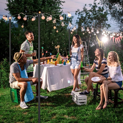 Poteaux lumineux WaLensee de 2,86 m avec crochet pour suspendre les guirlandes lumineuses pour une fête de jardin, une terrasse, Noël ou un mariage.