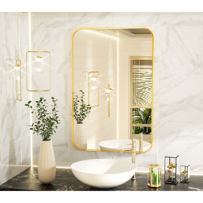 Miroir de salle de bain mural à coins arrondis