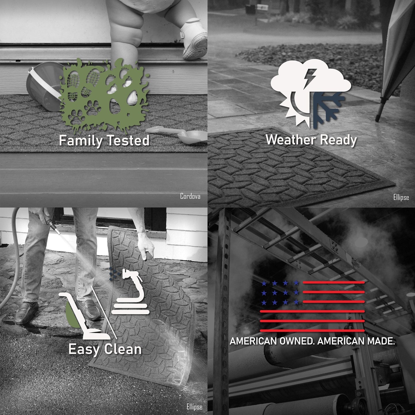 Tapis d'entrée WaterHog Squares pour intérieur et extérieur