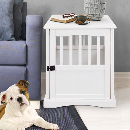 Table d'appoint en bois blanc pour cage pour animaux de compagnie avec porte verrouillable