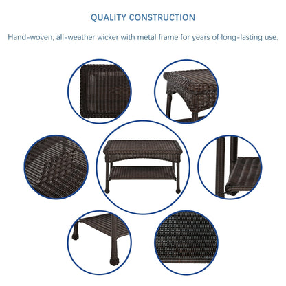 Ensemble de conversation 4 pièces pour patio en osier