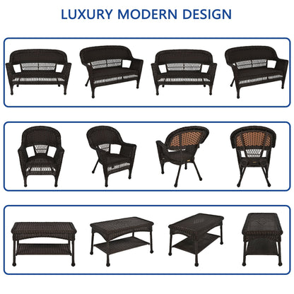 Ensemble de conversation 4 pièces pour patio en osier