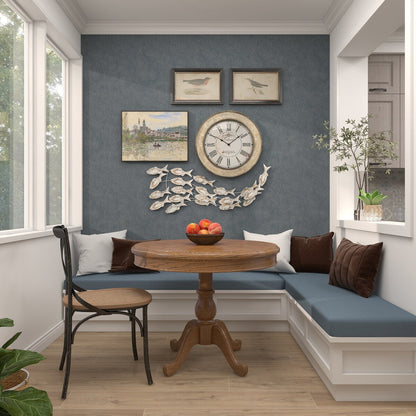 Décoration murale en bois faite main, motif poisson nageur, effet vieilli marron - Blanc - Roche River Decor