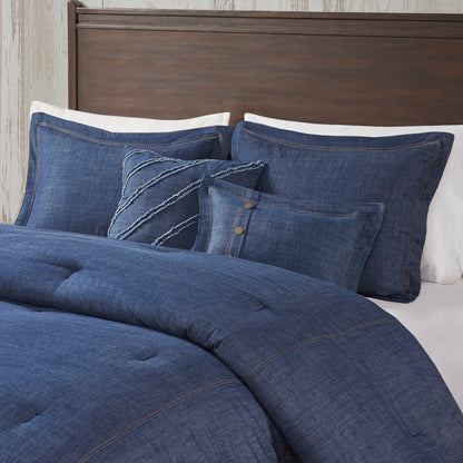 Parure de couette surdimensionnée et rembourrée en denim bleu Woolrich Perry