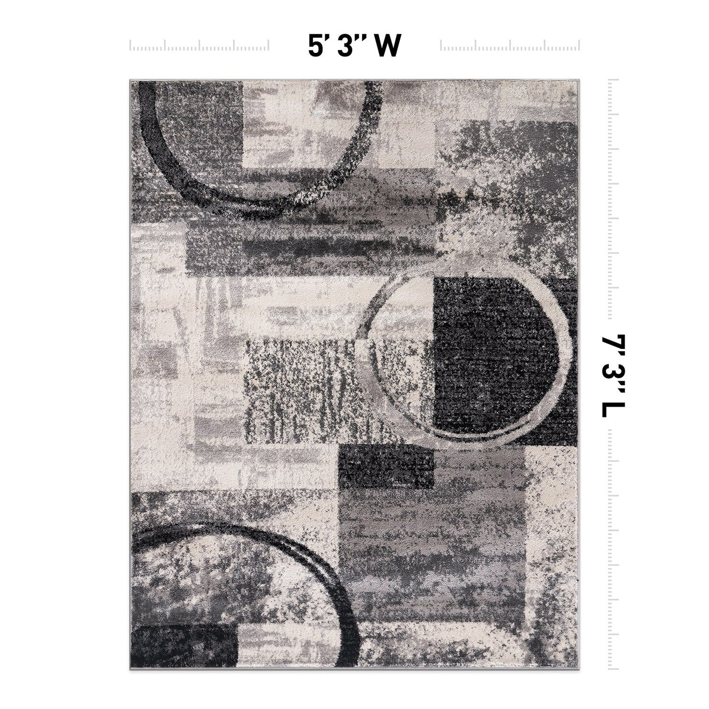 Tapis rond abstrait en polypropylène fabriqué à la machine par World Rug Gallery