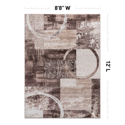 Tapis rond abstrait en polypropylène fabriqué à la machine par World Rug Gallery