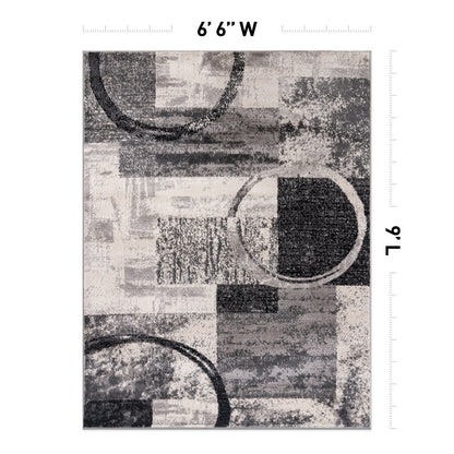 Tapis rond abstrait en polypropylène fabriqué à la machine par World Rug Gallery