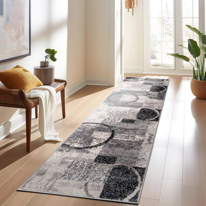 Tapis rond abstrait en polypropylène fabriqué à la machine par World Rug Gallery