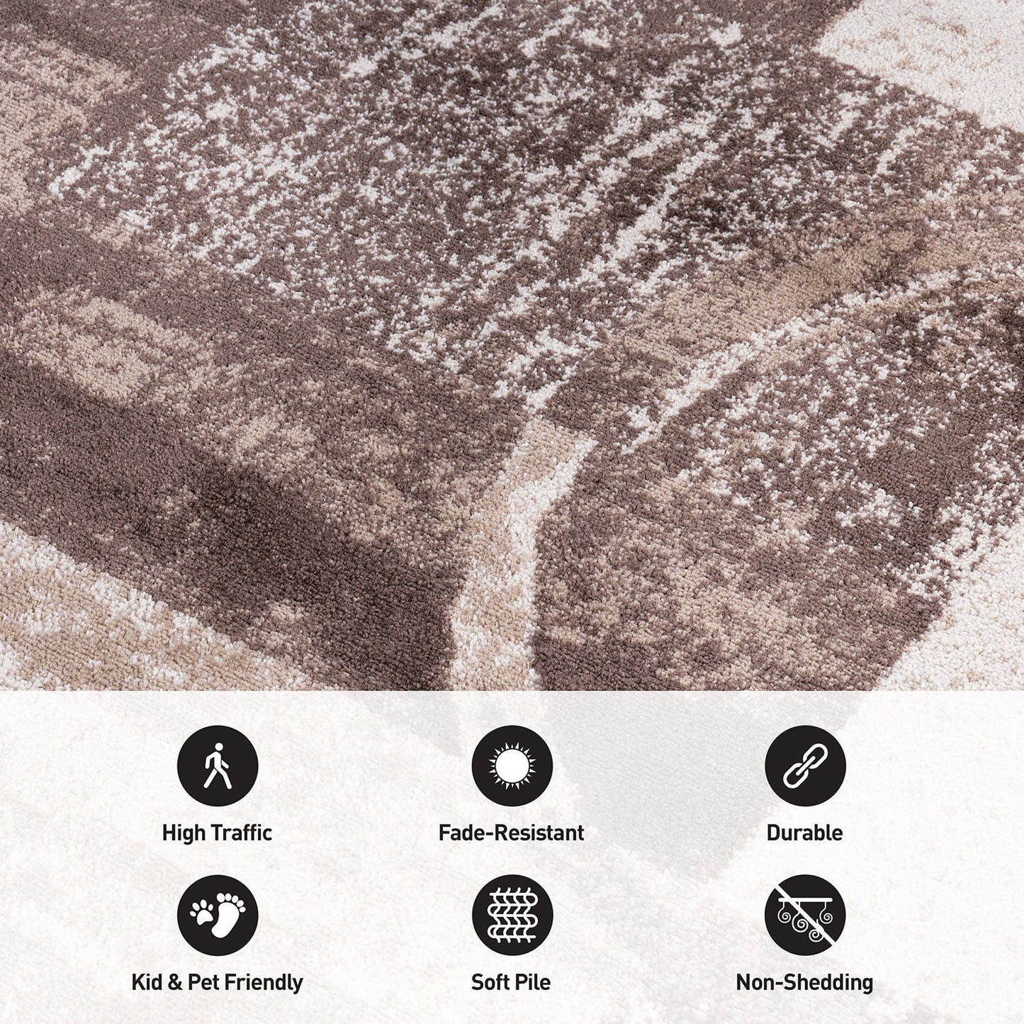 Tapis rond abstrait en polypropylène fabriqué à la machine par World Rug Gallery