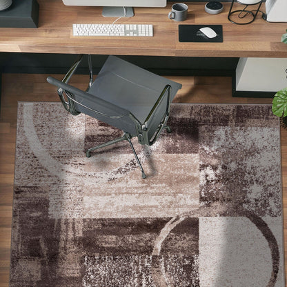 Tapis rond abstrait en polypropylène fabriqué à la machine par World Rug Gallery