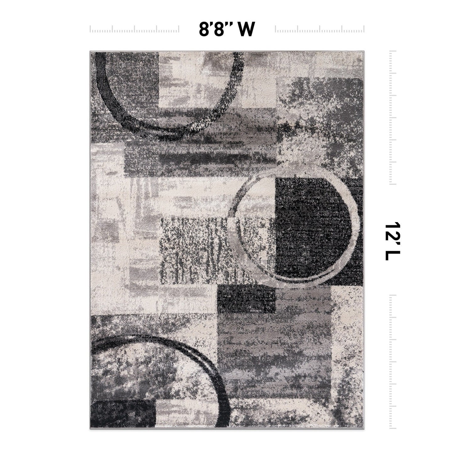 Tapis rond abstrait en polypropylène fabriqué à la machine par World Rug Gallery